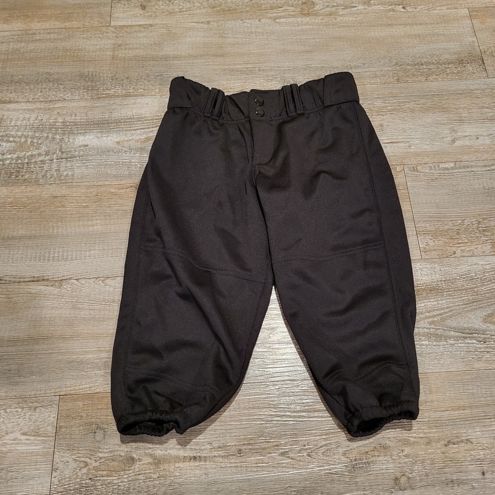 Kids Black Baseball Pants Knee Length Boys Size Medium